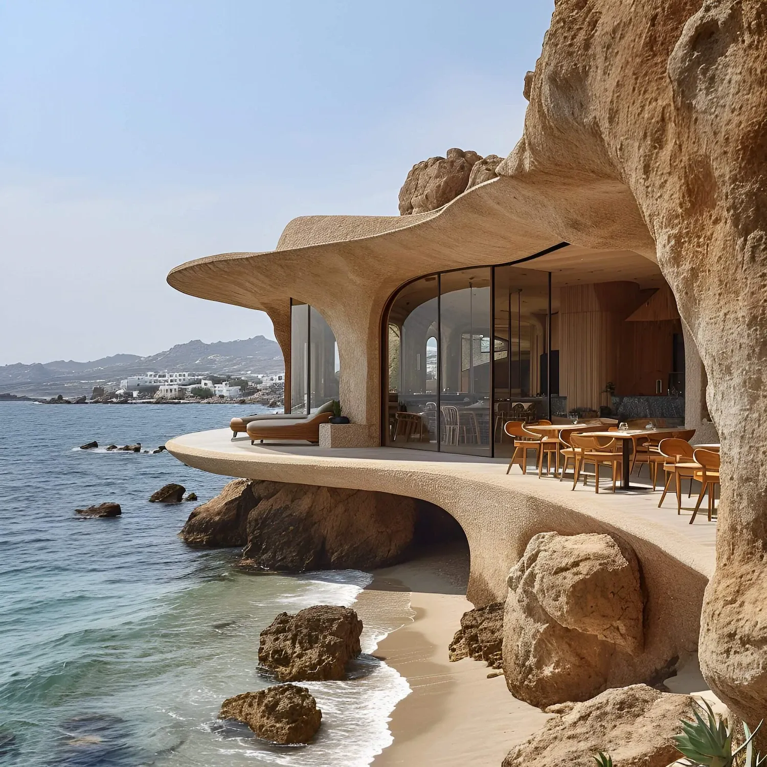 Architectural interior design showcasing organic forms and natural light