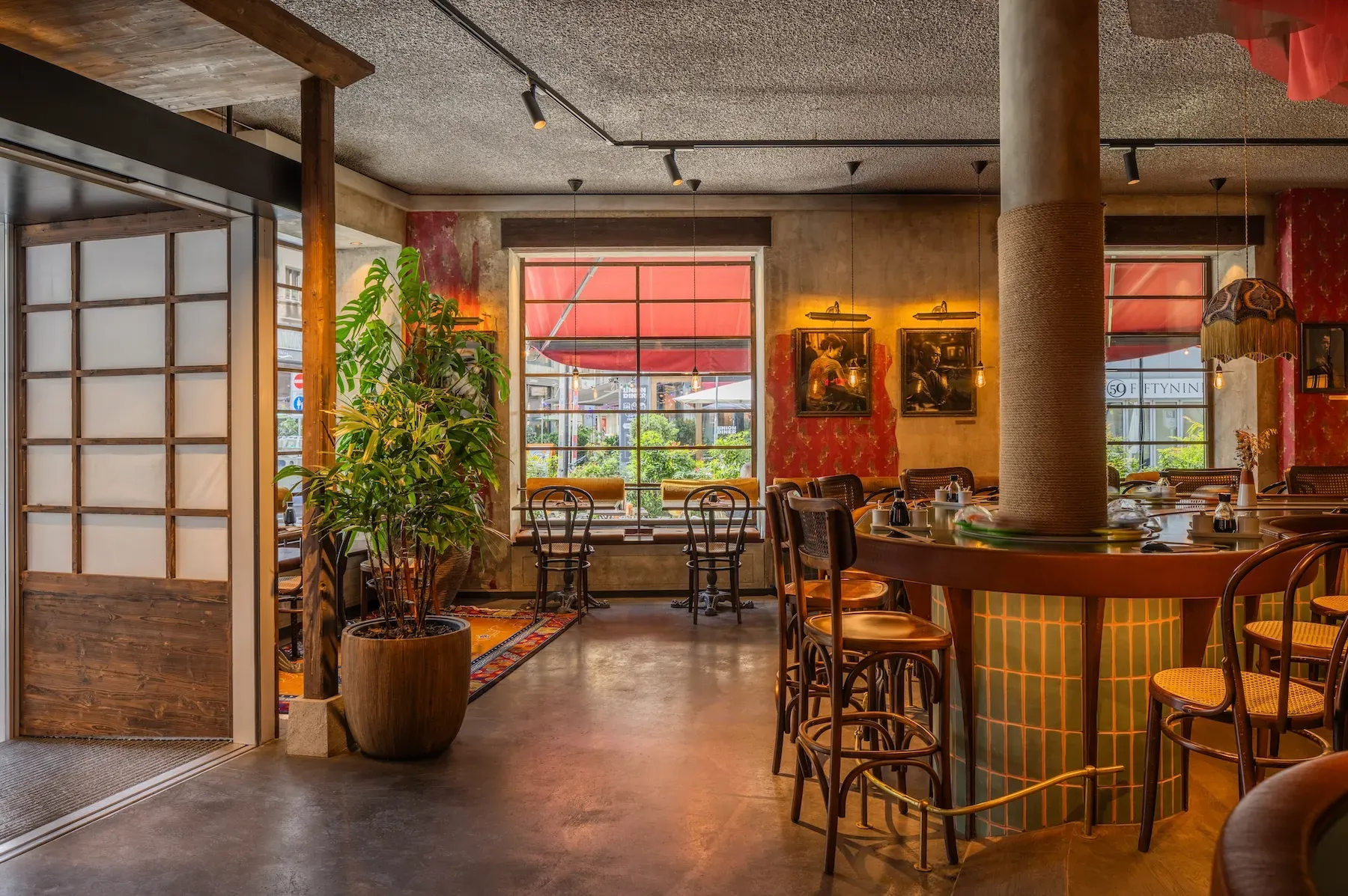 Architectural interior design showcasing organic forms and natural light