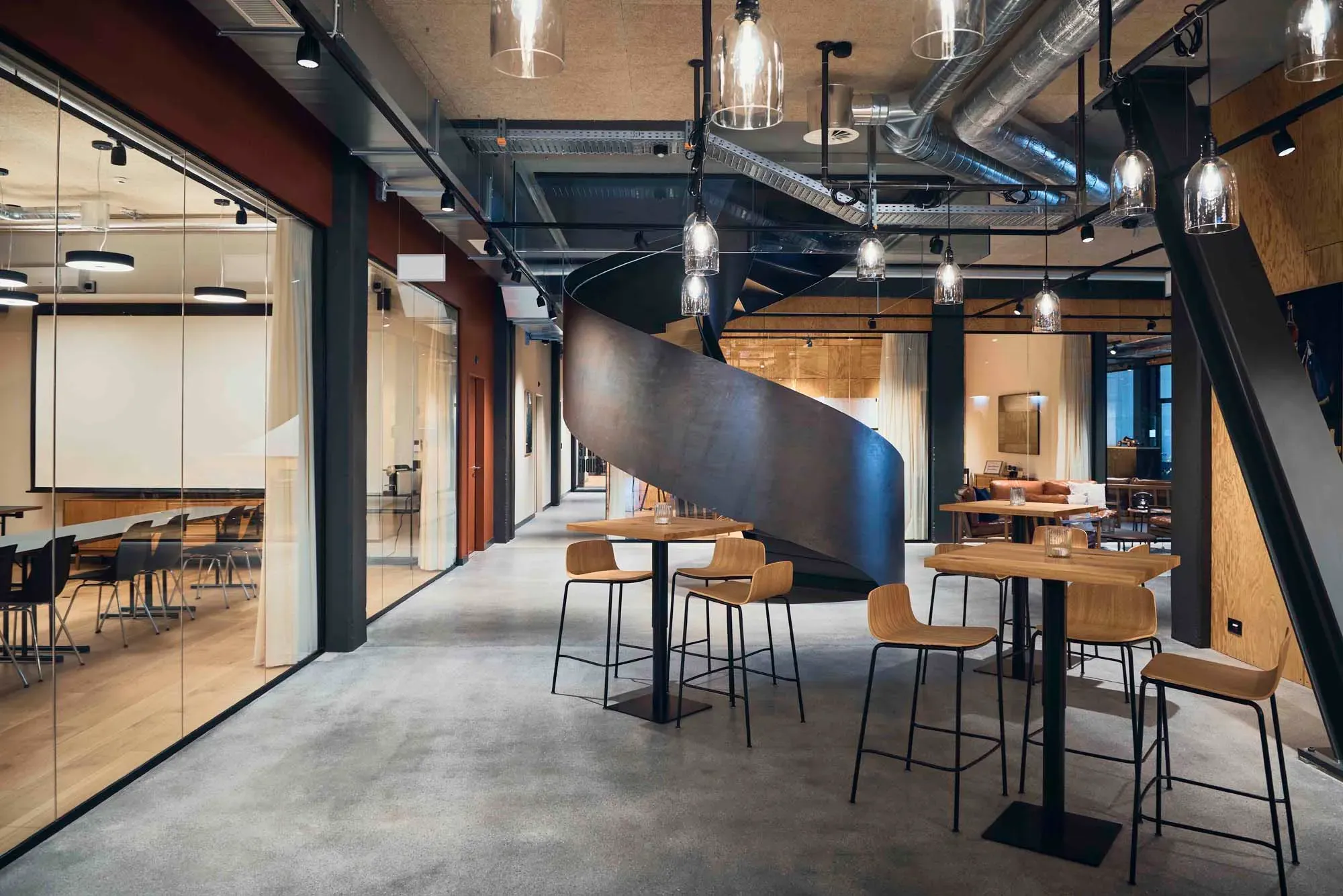 Architectural interior design showcasing organic forms and natural light