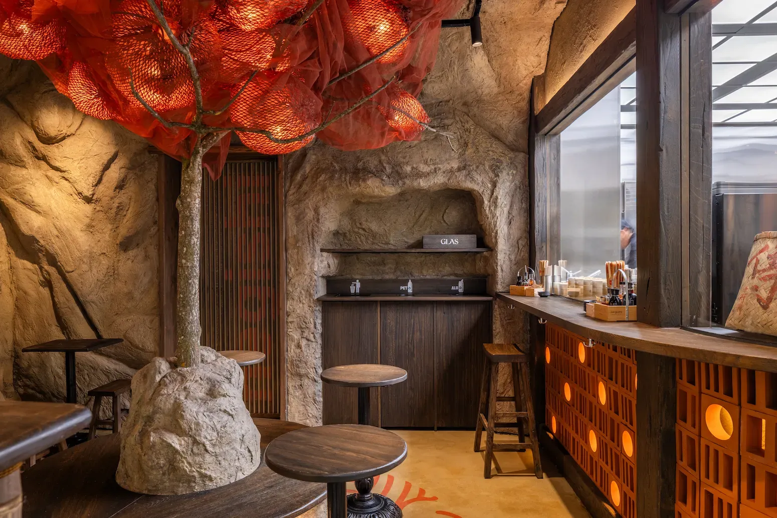 Architectural interior design showcasing organic forms and natural light